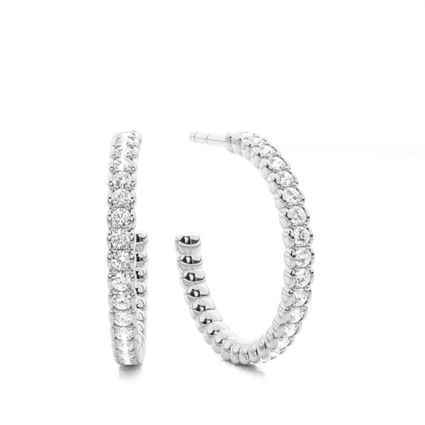 White Gold Round Diamond Hoop Earrings
