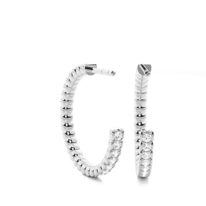 White Gold Round Diamond Hoop Earrings
