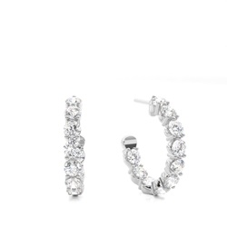 White Gold Round Diamond Hoop Earrings