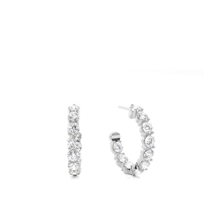 White Gold Round Diamond Hoop Earrings