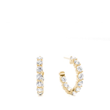 Yellow Gold Diamond Hoop Diamond Earrings
