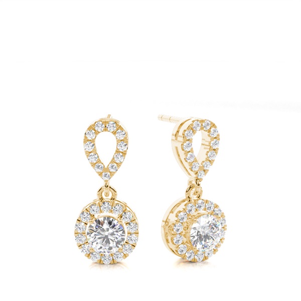 White Gold Round Diamond Halo Earrings