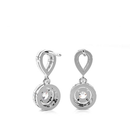 White Gold Round Diamond Halo Earrings