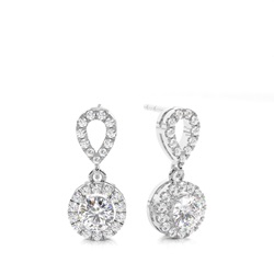 White Gold Round Diamond Halo Earrings