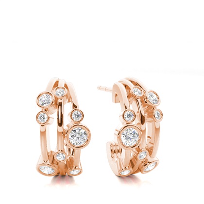Round Rose Gold Designer Diamond Earrings