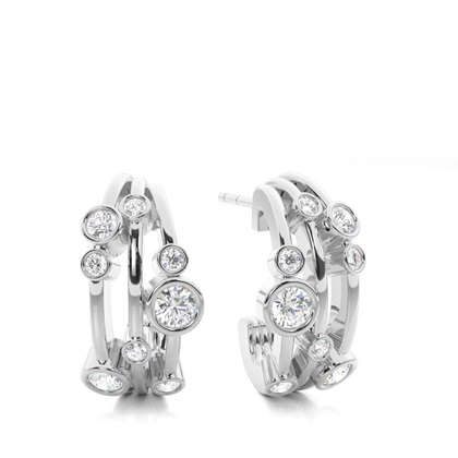 Full Bezel Setting Round Diamond Cluster Earrings