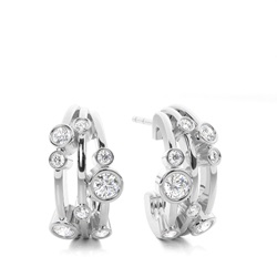 Full Bezel Setting Round Diamond Cluster Earrings