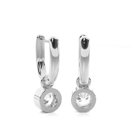 White Gold Round Diamond Drop Earrings