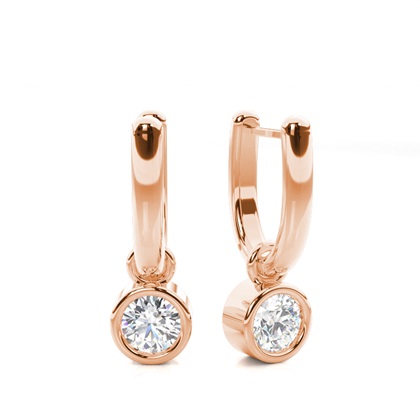 Rose Gold Diamond Hoop Diamond Earrings
