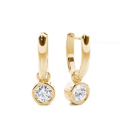 Yellow Gold Diamond Hoop Diamond Earrings