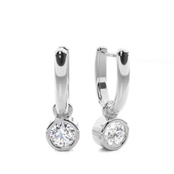 White Gold Round Diamond Drop Earrings