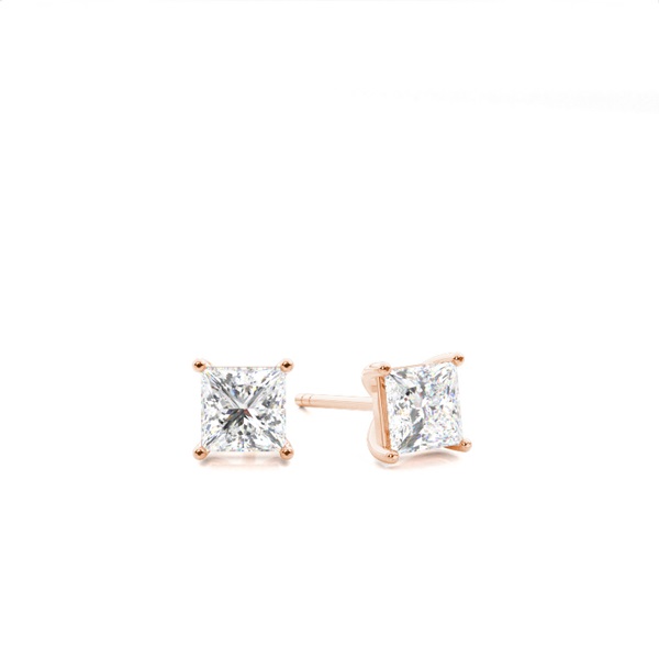 4 Prong Setting Princess Diamond Stud Earrings