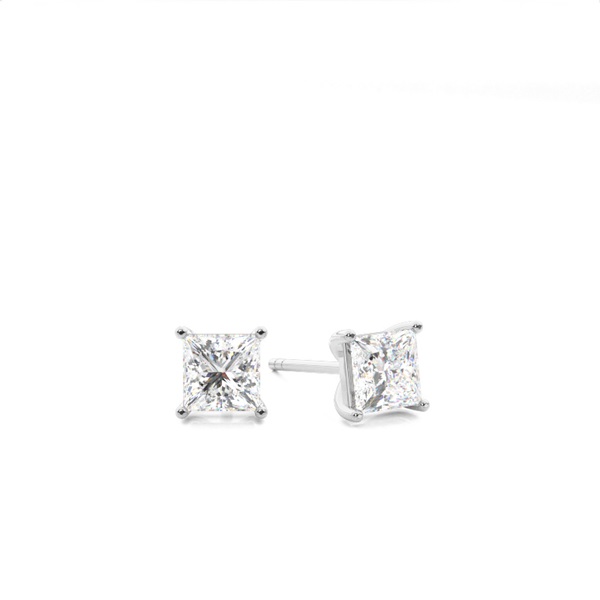 4 Prong Setting Princess Diamond Stud Earrings