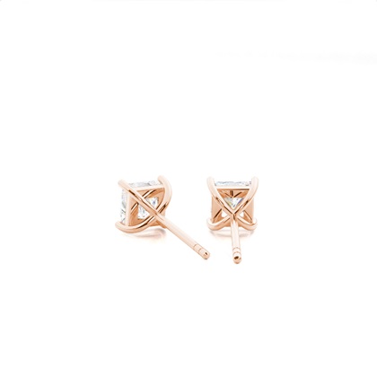 Princess Rose Gold Diamond Earrings