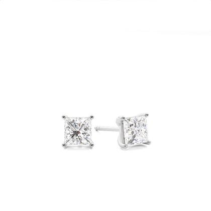 4 Prong Setting Princess Diamond Stud Earrings