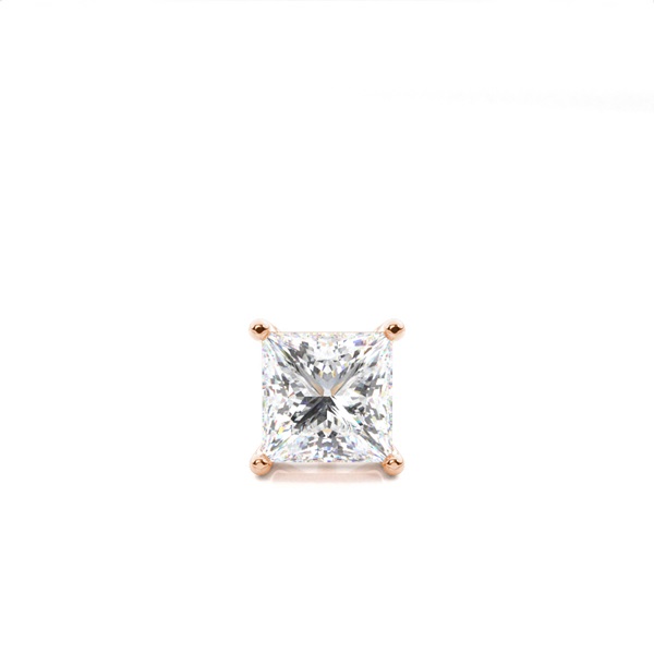 4 Prong Setting Princess Diamond Men's Single Earring