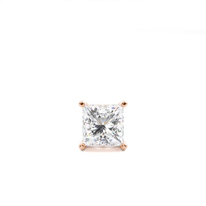 4 Prong Setting Princess Diamond Men's Single Earring