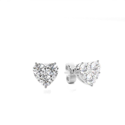 White Gold Round Diamond Cluster Earring