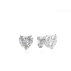 White Gold Round Diamond Cluster Earring