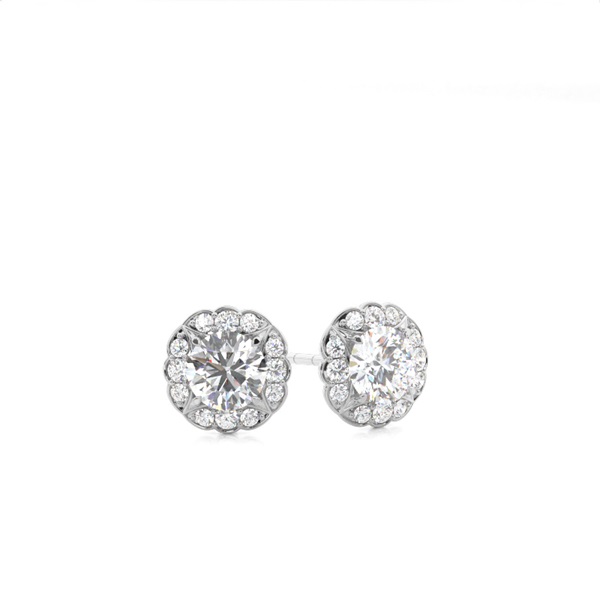 4 Prong Setting Halo Stud Earring