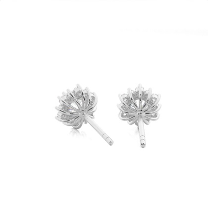 4 Prong Setting Round Diamond Cluster Earrings