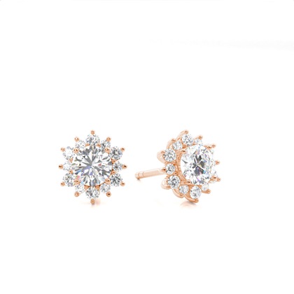 Rose Gold Cluster Diamond Earrings