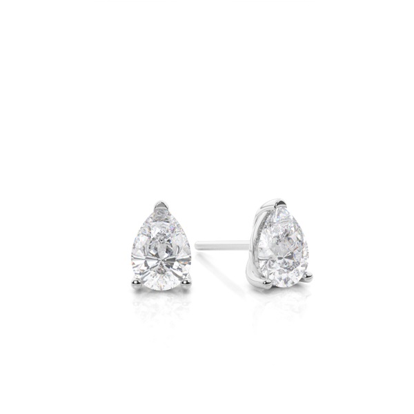 3 Prong Setting Pear Moissanite Stud Earrings
