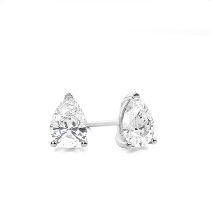 3 Prong Setting Pear Diamond Stud Earrings