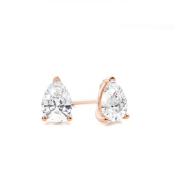 3 Prong Setting Pear Diamond Stud Earrings