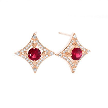 Rose Gold Gemstone Diamond Earrings Diamond