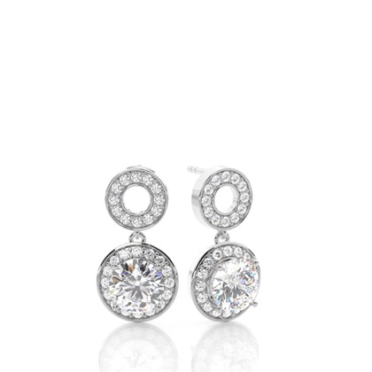White Gold Round Diamond Halo Earrings