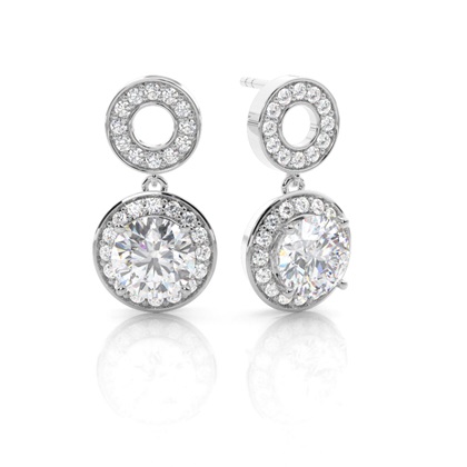 White Gold Princess Moissanite Halo Earrings