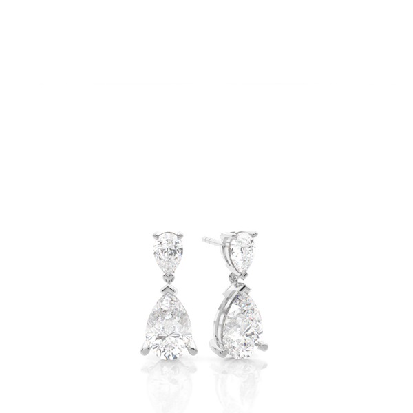 3 Prong Setting Pear Diamond Designer Earrings