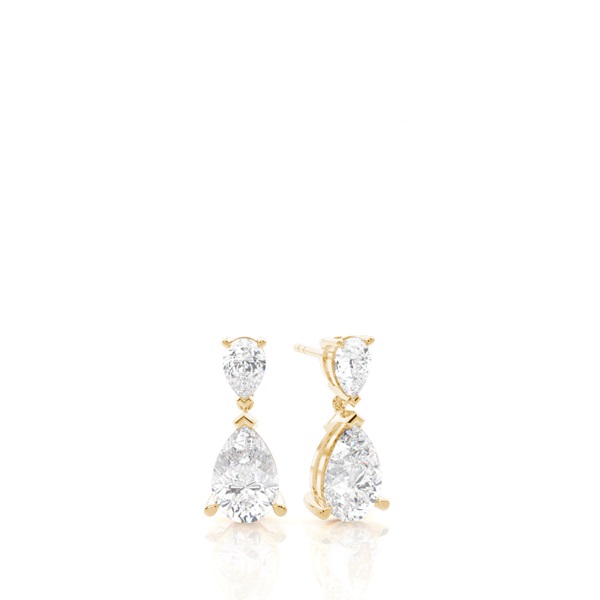 3 Prong Setting Pear Diamond Designer Earrings