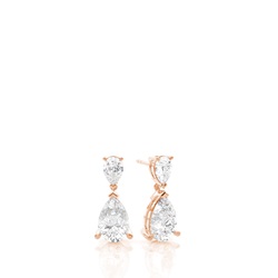 Birnen-Diamant-Designerohrringe in einer 3-Krappen-Fassung