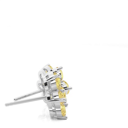 Cluster Stud Yellow Diamond  Earring