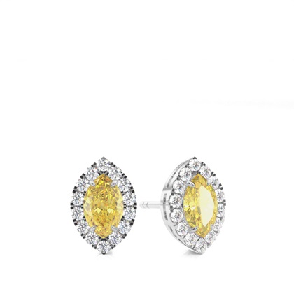 Yellow Diamond Halo Stud Earring