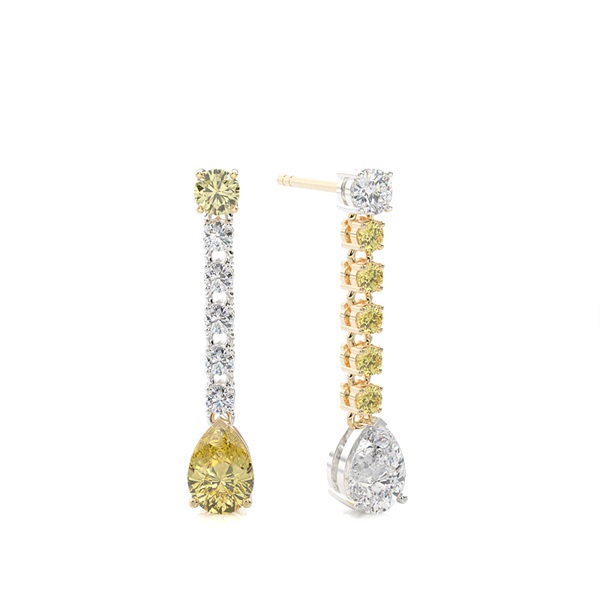 Pear Yellow Diamond Journey Earrings