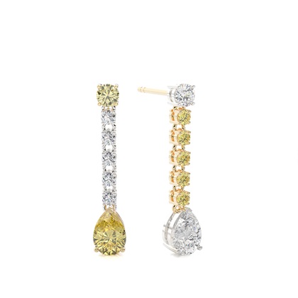 Pear Yellow Diamond Journey Earrings