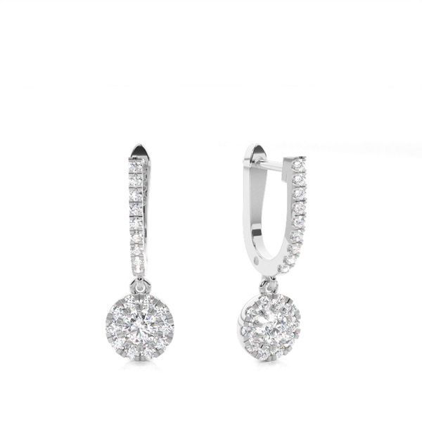 Prong Cluster Diamond Hoop Earrings