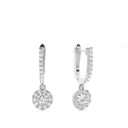 Platinum Diamond Hoop Diamond Earrings