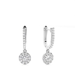 Prong Cluster Diamond Hoop Earrings