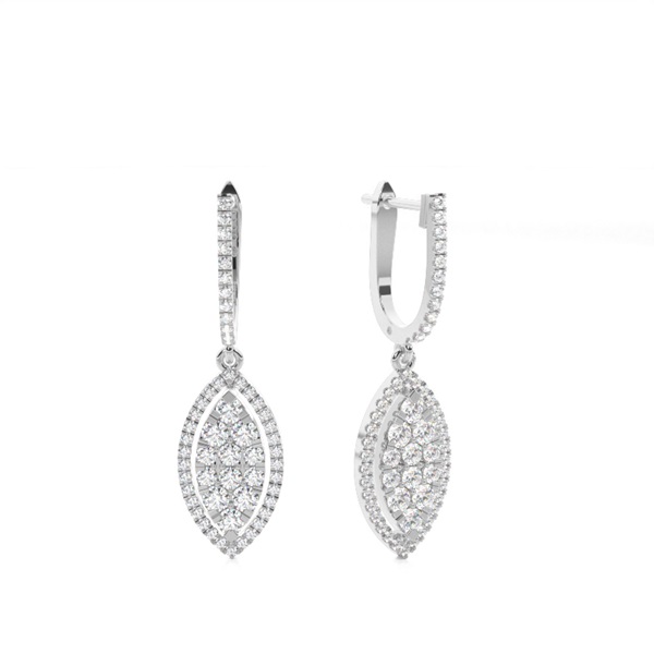 Prong Cluster Diamond Hoop Earrings