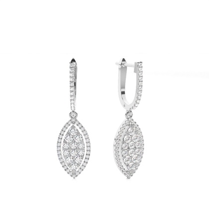 Prong Cluster Diamond Hoop Earrings