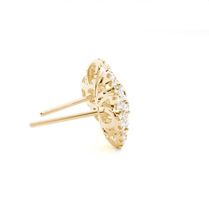 Yellow Gold Cluster Diamond Earrings