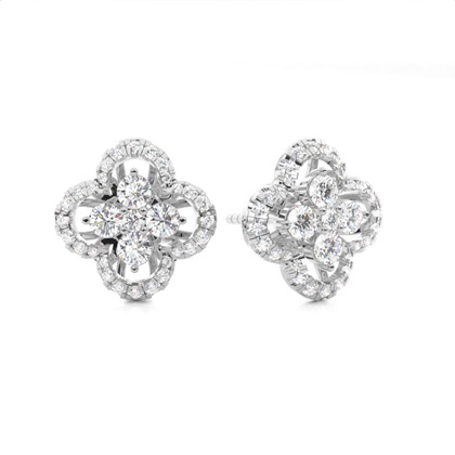 White Diamond Cluster Earring