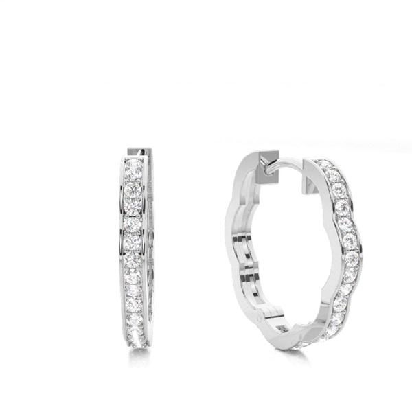 White Gold Round Diamond Hoop Earrings