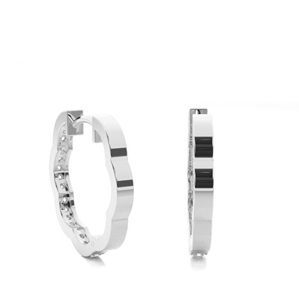 White Gold Round Diamond Hoop Earrings
