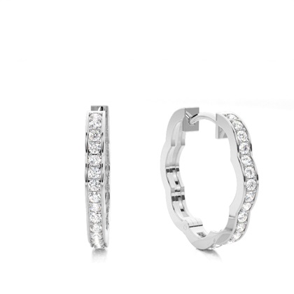White Gold Round Diamond Hoop Earrings