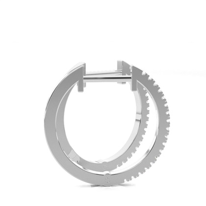 White Gold Round Diamond Hoop Earrings